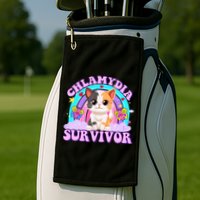 Chlamydia Survivor Funny Cat Sarcastic Inappropriate Golf Towel