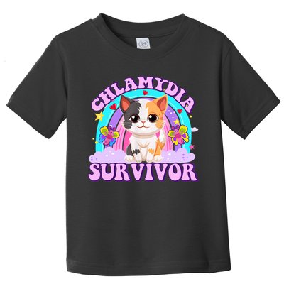 Chlamydia Survivor Funny Cat Sarcastic Inappropriate Toddler T-Shirt