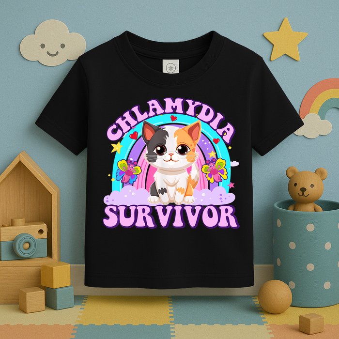 Chlamydia Survivor Funny Cat Sarcastic Inappropriate Toddler T-Shirt