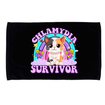 Chlamydia Survivor Funny Cat Sarcastic Inappropriate Microfiber Hand Towel