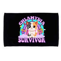 Chlamydia Survivor Funny Cat Sarcastic Inappropriate Microfiber Hand Towel