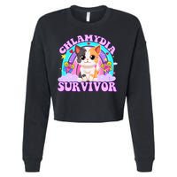 Chlamydia Survivor Funny Cat Sarcastic Inappropriate Cropped Pullover Crew