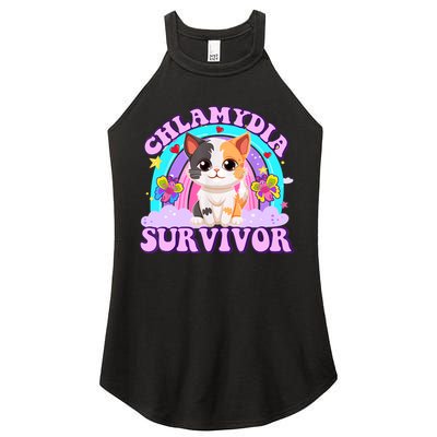 Chlamydia Survivor Funny Cat Sarcastic Inappropriate Women's Perfect Tri Rocker Tank