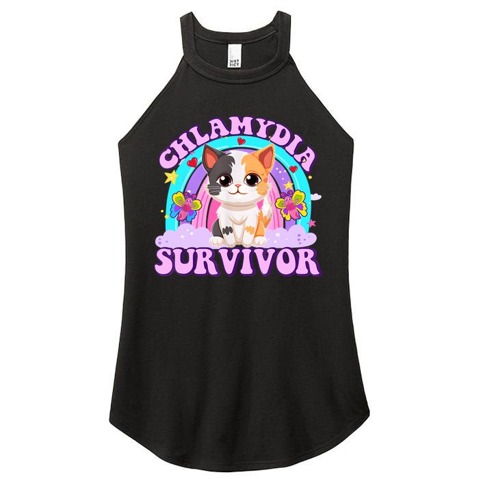 Chlamydia Survivor Funny Cat Sarcastic Inappropriate Women's Perfect Tri Rocker Tank