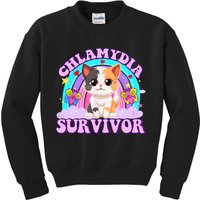 Chlamydia Survivor Funny Cat Sarcastic Inappropriate Kids Sweatshirt