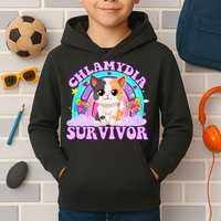 Chlamydia Survivor Funny Cat Sarcastic Inappropriate Kids Hoodie