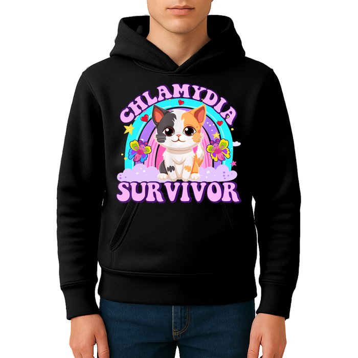 Chlamydia Survivor Funny Cat Sarcastic Inappropriate Kids Hoodie