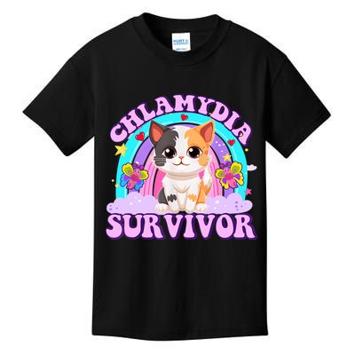 Chlamydia Survivor Funny Cat Sarcastic Inappropriate Kids T-Shirt