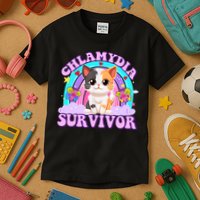 Chlamydia Survivor Funny Cat Sarcastic Inappropriate Kids T-Shirt