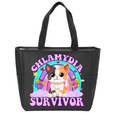 Chlamydia Survivor Funny Cat Sarcastic Inappropriate Zip Tote Bag