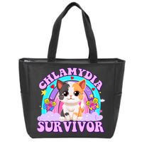 Chlamydia Survivor Funny Cat Sarcastic Inappropriate Zip Tote Bag