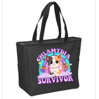 Chlamydia Survivor Funny Cat Sarcastic Inappropriate Zip Tote Bag