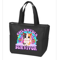Chlamydia Survivor Funny Cat Sarcastic Inappropriate Zip Tote Bag