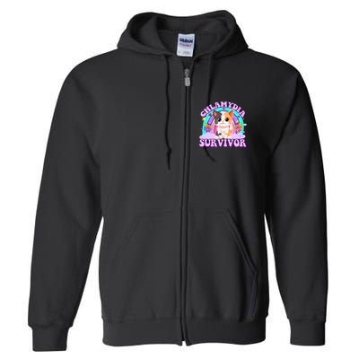 Chlamydia Survivor Funny Cat Sarcastic Inappropriate Full Zip Hoodie