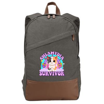Chlamydia Survivor Funny Cat Sarcastic Inappropriate Cotton Canvas Backpack