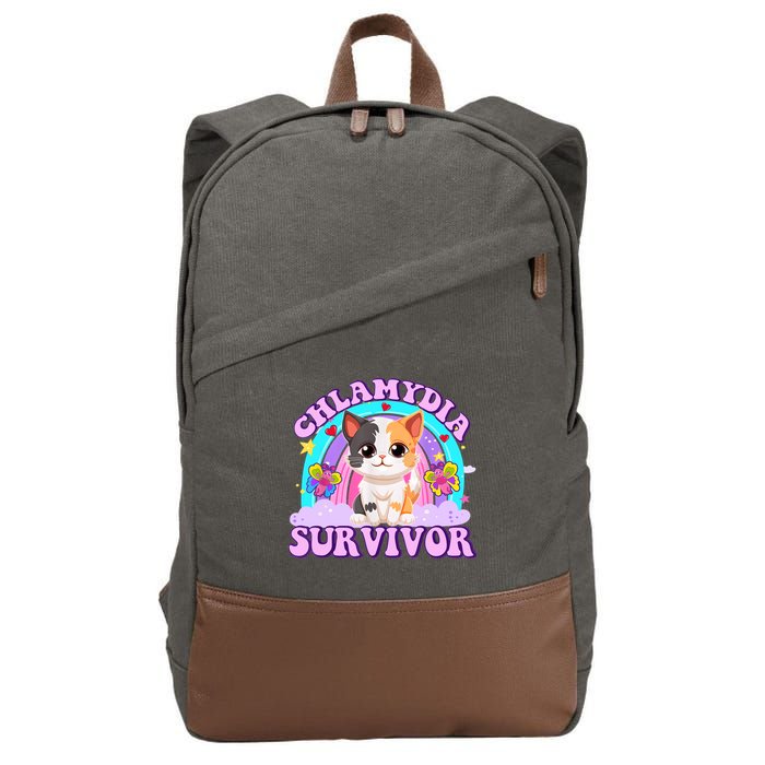 Chlamydia Survivor Funny Cat Sarcastic Inappropriate Cotton Canvas Backpack