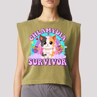 Chlamydia Survivor Funny Cat Sarcastic Inappropriate Garment-Dyed Women's Muscle Tee