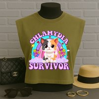 Chlamydia Survivor Funny Cat Sarcastic Inappropriate Garment-Dyed Women's Muscle Tee