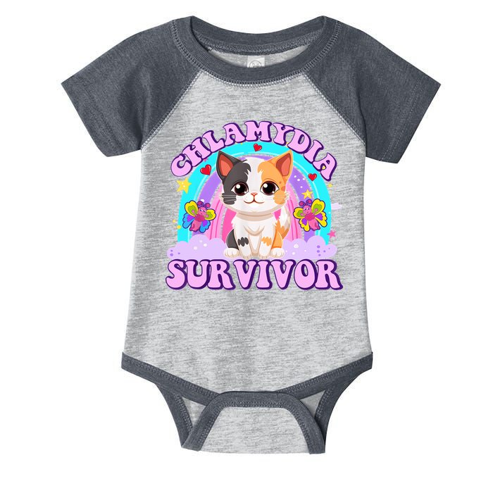 Chlamydia Survivor Funny Cat Sarcastic Inappropriate Infant Baby Jersey Bodysuit