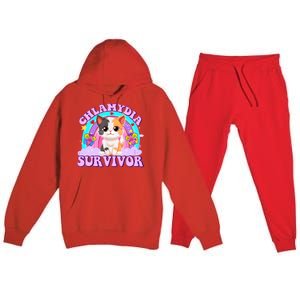 Chlamydia Survivor Funny Cat Sarcastic Inappropriate Premium Hooded Sweatsuit Set