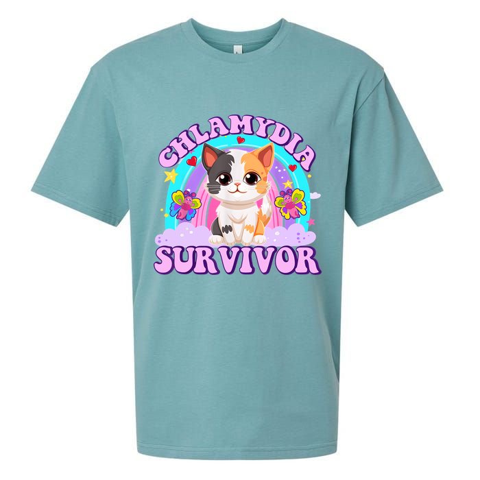 Chlamydia Survivor Funny Cat Sarcastic Inappropriate Sueded Cloud Jersey T-Shirt