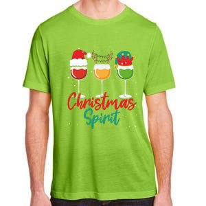 Christmas Spirits Funny Glasses Of Wine Santa Hat Reindeer Gift Adult ChromaSoft Performance T-Shirt