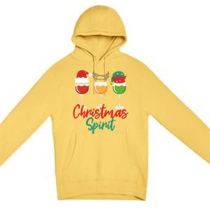 Christmas Spirits Funny Glasses Of Wine Santa Hat Reindeer Gift Premium Pullover Hoodie