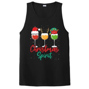 Christmas Spirits Funny Glasses Of Wine Santa Hat Reindeer Gift PosiCharge Competitor Tank