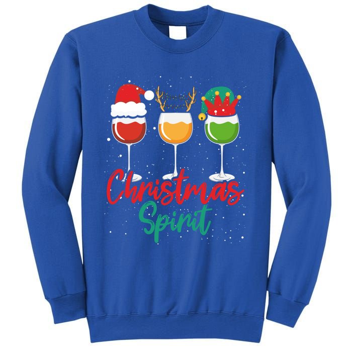 Christmas Spirits Funny Glasses Of Wine Santa Hat Reindeer Gift Sweatshirt