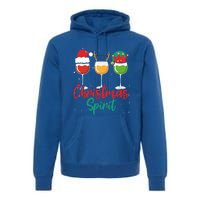 Christmas Spirits Funny Glasses Of Wine Santa Hat Reindeer Gift Premium Hoodie