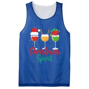 Christmas Spirits Funny Glasses Of Wine Santa Hat Reindeer Gift Mesh Reversible Basketball Jersey Tank