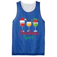 Christmas Spirits Funny Glasses Of Wine Santa Hat Reindeer Gift Mesh Reversible Basketball Jersey Tank