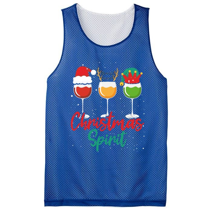 Christmas Spirits Funny Glasses Of Wine Santa Hat Reindeer Gift Mesh Reversible Basketball Jersey Tank