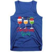 Christmas Spirits Funny Glasses Of Wine Santa Hat Reindeer Gift Tank Top