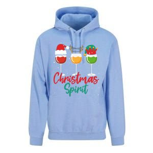 Christmas Spirits Funny Glasses Of Wine Santa Hat Reindeer Gift Unisex Surf Hoodie