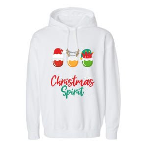 Christmas Spirits Funny Glasses Of Wine Santa Hat Reindeer Gift Garment-Dyed Fleece Hoodie