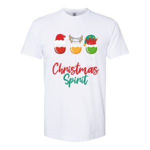 Christmas Spirits Funny Glasses Of Wine Santa Hat Reindeer Gift Softstyle CVC T-Shirt