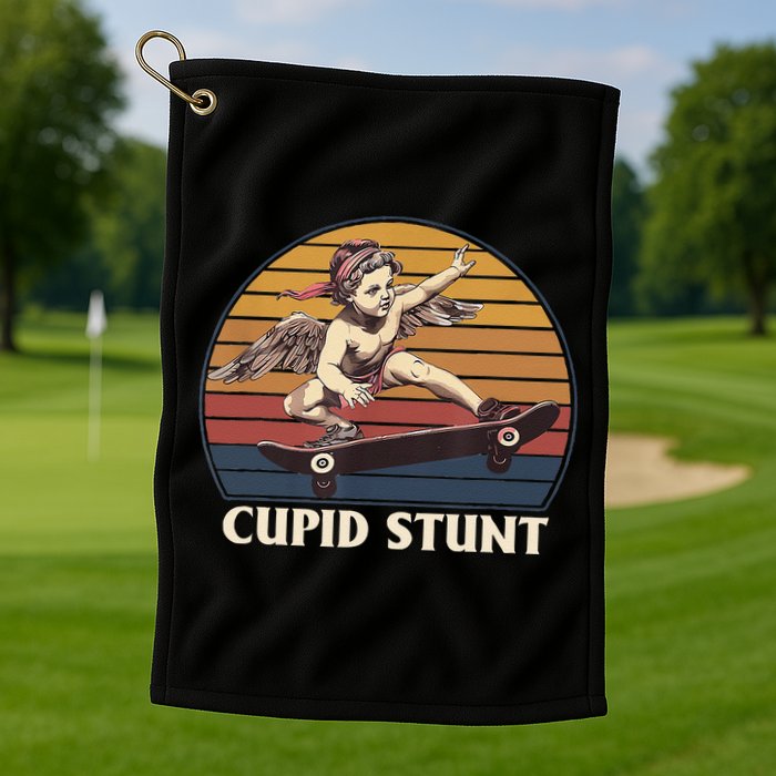 Cupid Stunt Funny Sarcastic Offensive Humor Embarrassing Golf Towel