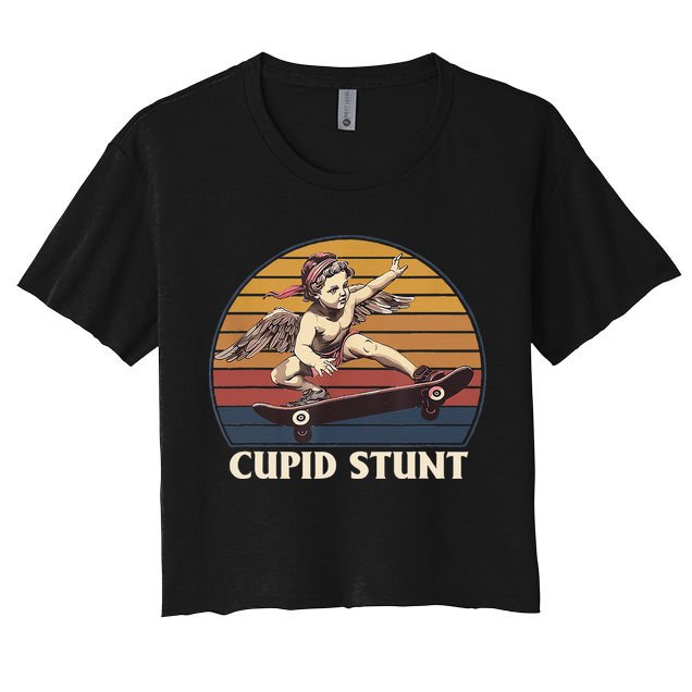 Cupid Stunt Funny Sarcastic Offensive Humor Embarrassing Women's Crop Top Tee