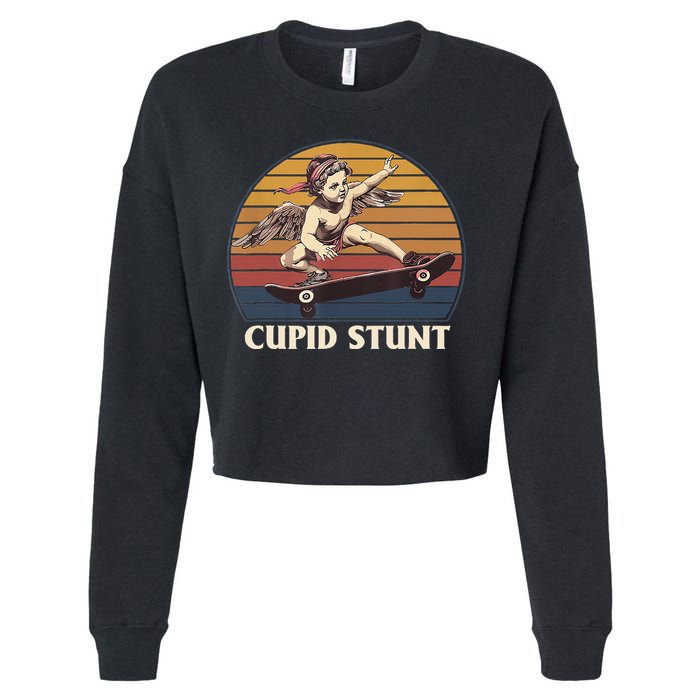 Cupid Stunt Funny Sarcastic Offensive Humor Embarrassing Cropped Pullover Crew