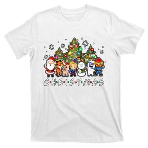 Christmas Santa Friends Reindeer Snowman Family Xmas Holiday T-Shirt