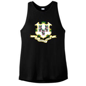 Connecticut State Flag Ladies PosiCharge Tri-Blend Wicking Tank