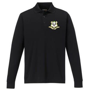 Connecticut State Flag Performance Long Sleeve Polo