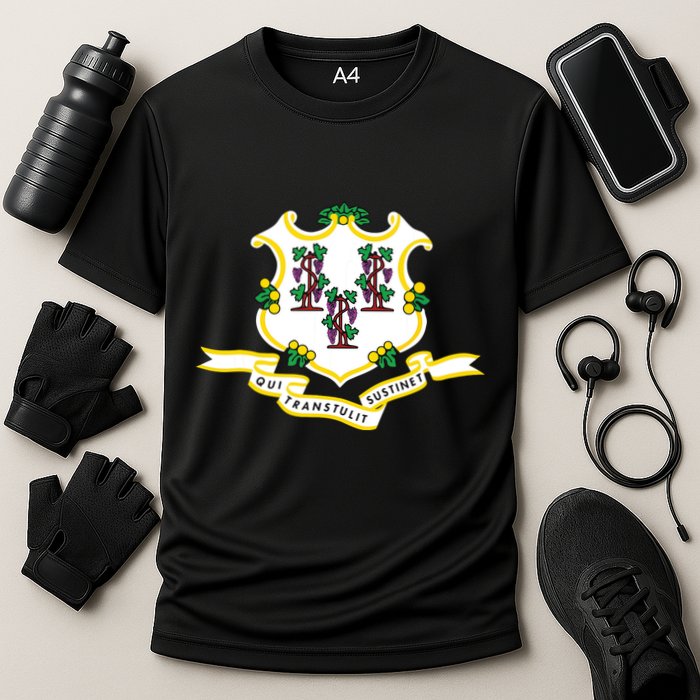 Connecticut State Flag Cooling Performance Crew T-Shirt