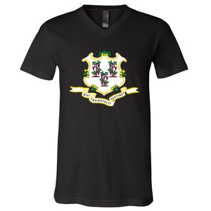 Connecticut State Flag V-Neck T-Shirt