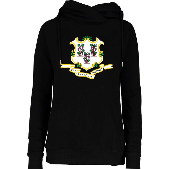 Connecticut State Flag Womens Funnel Neck Pullover Hood