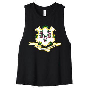 Connecticut State Flag Women's Racerback Cropped Tank