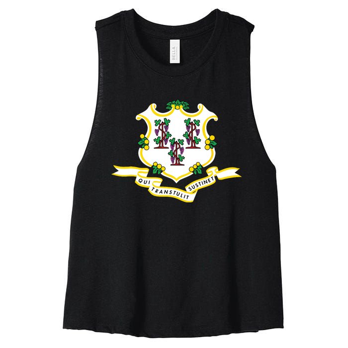 Connecticut State Flag Women's Racerback Cropped Tank