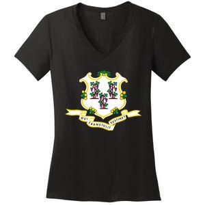 Connecticut State Flag Women's V-Neck T-Shirt