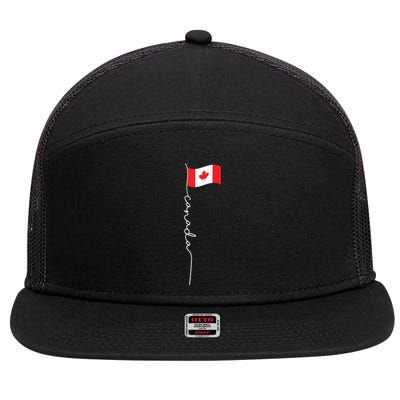 Canada Signature Flag Pole Patriotic Canadian Flag 7 Panel Mesh Trucker Snapback Hat